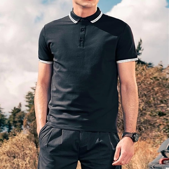 NO BRAND Men's Black Polo shirt - Picture 1 of 9
